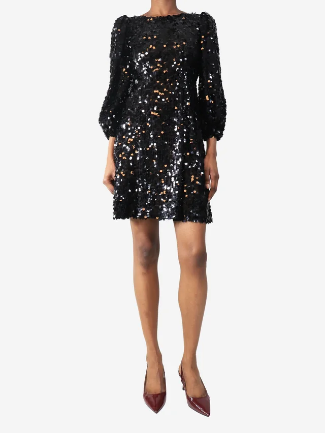 Dolce & Gabbana Black sequin mini dress - size UK 4 in Black from Sign of the Times