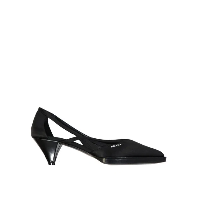 Prada Black Silk Mid Heel Pumps in Black Silk from HEWI