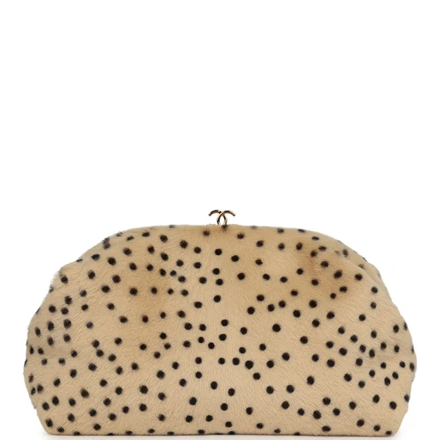 Chanel Large "Cheetah Print" Clutch in Black Leather from Madison Avenue Couture