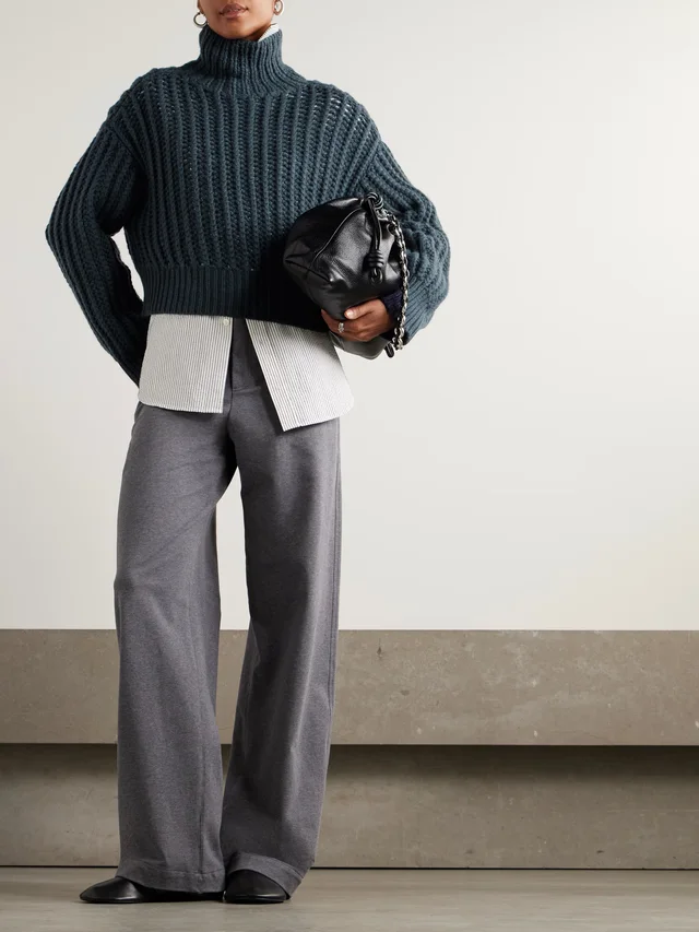 BRUNELLO CUCINELLI Ribbed cashmere turtleneck sweater in Blue, photo 2 of 2 from NET-A-PORTER (Canada)
