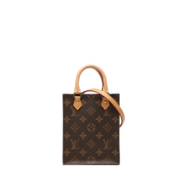Brown Louis Vuitton Monogram Petit Sac Plat Satchel in Brown Coated canvas from Designer Revival, photo 1 of 1