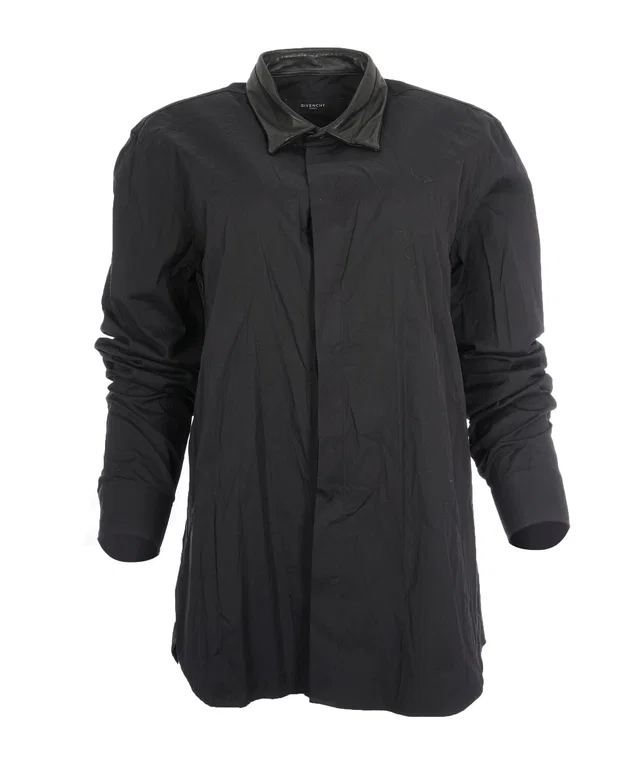 Givenchy Black Shirt Leather collar size 41 in Black Leather from Luxury Promise