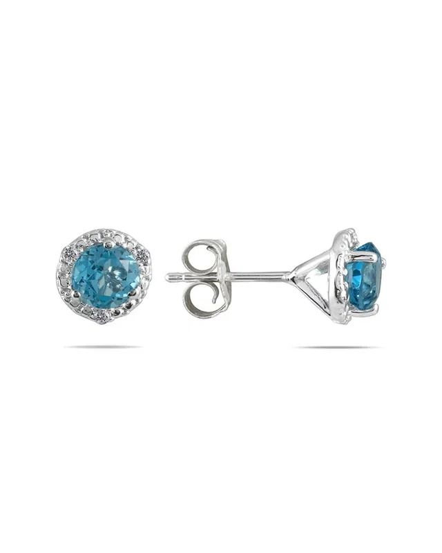 Diamond Select Cuts 14K 1.16 ct. tw. Diamond & Blue Topaz Earrings, image 1 of 1 from Rue La La