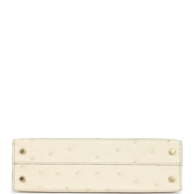 Hermès Special Order (HSS) Kelly Sellier 20 Beton, Gris Tourterelle Ostrich Permabrass Hardware in Grey Ostrich from Madison Avenue Couture, photo 6 of 8