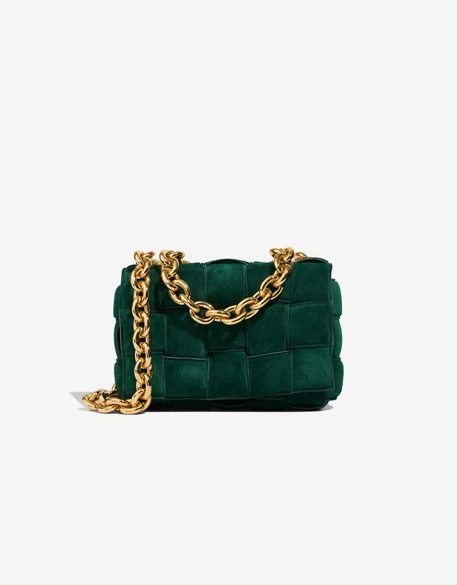 Bottega Veneta Cassette Suede Emerald in Green Suede from SACLÀB