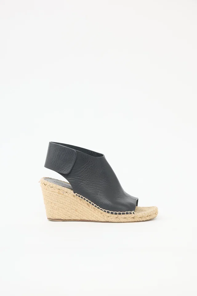 Celine Leather Espadrille Wedge Sandal in Leather from VSP Consignment