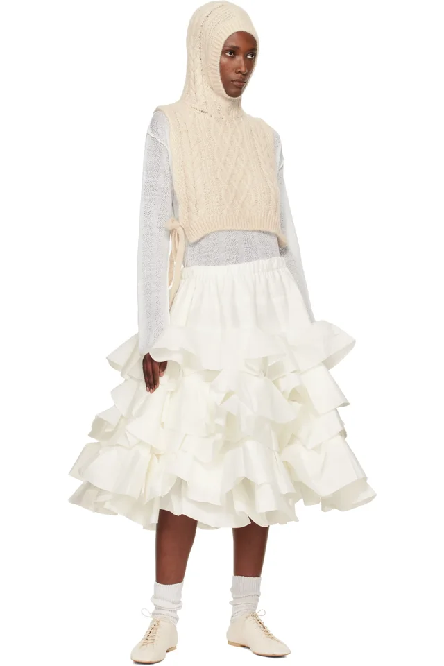 Tao Comme Des Garçons Off-White Hooded Wool Vest, photo 4 of 4 from SSENSE