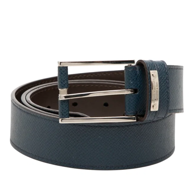 Blue Louis Vuitton Taiga Ceinture Belt in Blue Leather from Designer Revival