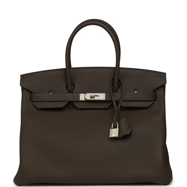 Hermès Birkin 35 Vert Loden Togo Permabrass Hardware in Green Togo leather from Madison Avenue Couture
