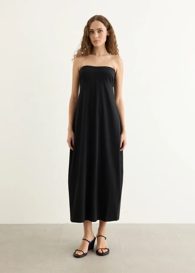 Wool Strapless Cocoon Dress