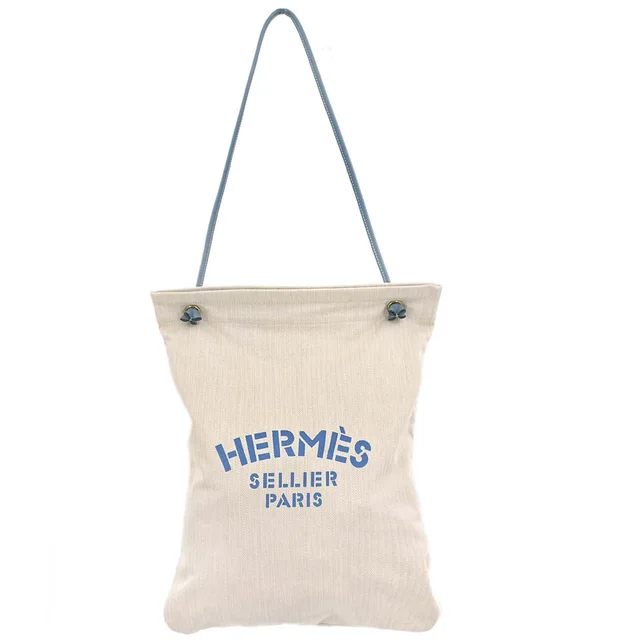 Hermès Beige Blue Jean Toile Chevrons Aline GM Shoulder Bag in Beige Leather from AMORE Vintage Tokyo