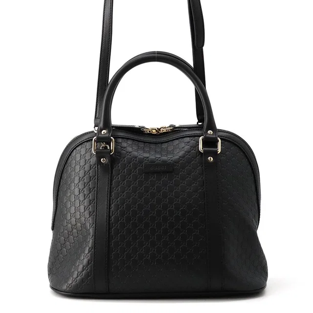Gucci Micro Guccissima Leather 2-Way Shoulder Bag Black in Black Leather from The Reluxe