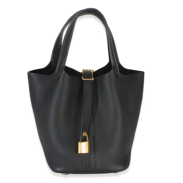 Hermès Black Clemence Picotin Lock 18 PHW in Black Clemence leather from myGemma