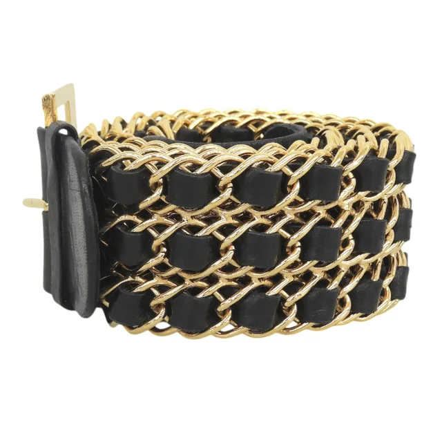 Chanel Chain Belt Black/Gold in Black Leather from VINTAGE QOO TOKYO, photo 4 of 7