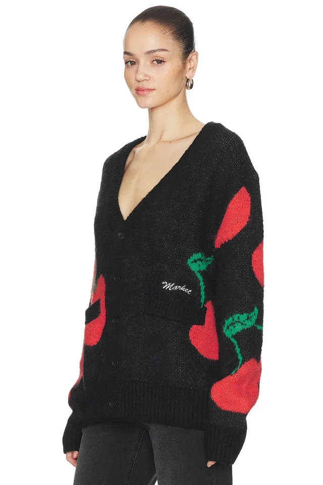 Market Double Cherries Cardigan in Pirate & Black, photo 2 of 5 from REVOLVE (Canada)