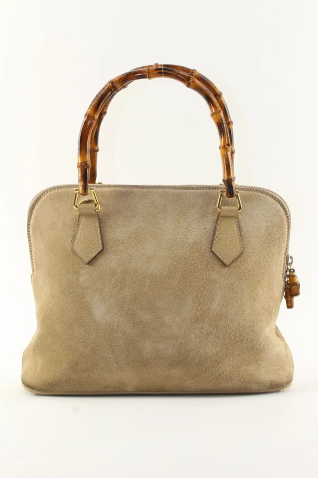 Gucci Beige Suede Bamboo Dome in Beige Suede from Bagriculture