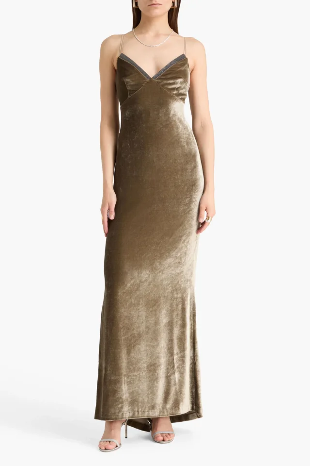 Brunello Cucinelli Bead-Embellished Velvet Maxi Gown, photo 2 of 4 from THE OUTNET