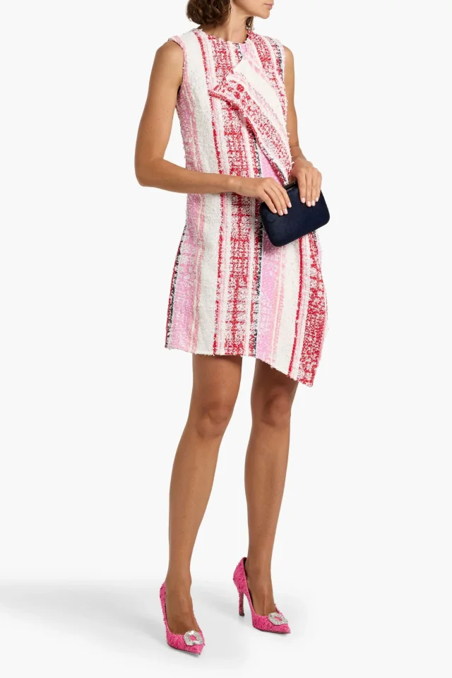 Oscar de la Renta Draped Striped Tweed Mini Dress, photo 2 of 4 from THE OUTNET