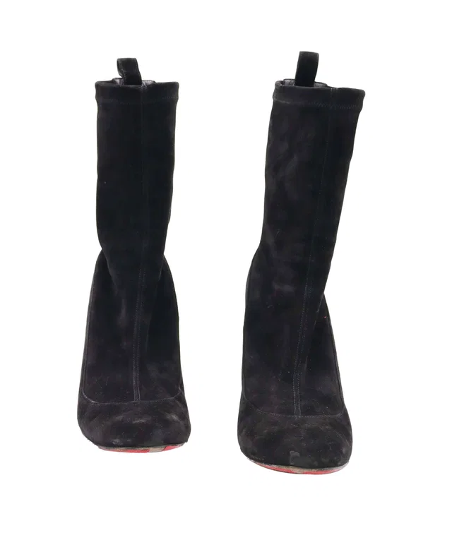 Christian Louboutin Gena 85 Anle Boots Black Suede Size 38 1/2 in Black Suede from Luxury Promise