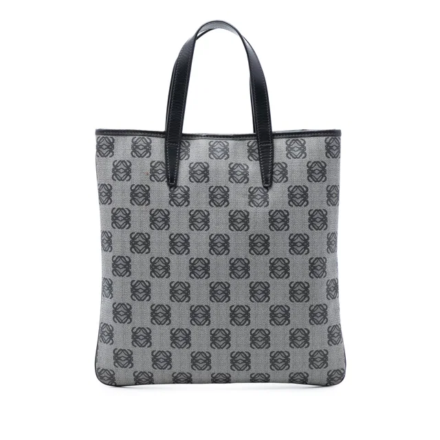 Gray LOEWE Anagram Coated Canvas Tote in Grey Coated canvas from Designer Revival