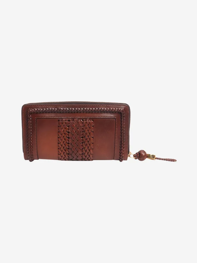 Gucci Vintage brown braided leather wallet in Brown Leather from Sign of the Times