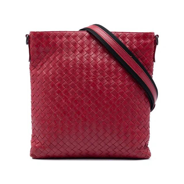 Red Bottega Veneta Nappa Intrecciato VN Crossbody in Red Nappa leather from Designer Revival