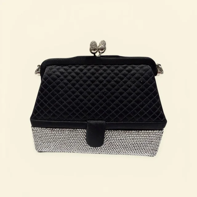 Judith Leiber Black Quilted & Silver Crystal-Embellished Evening Clutch in silver|black|gray from Poshmark, photo 1 of 1