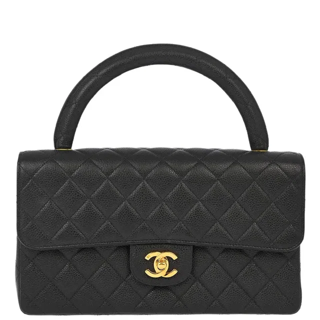 Chanel 1996-1997 Black Caviar Handbag in Black Caviar leather from AMORE Vintage Tokyo