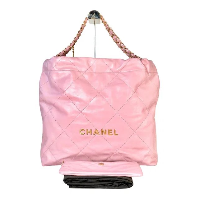 Chanel 22 Med Bag in Pink with GHW in Pink from Luxury Promise