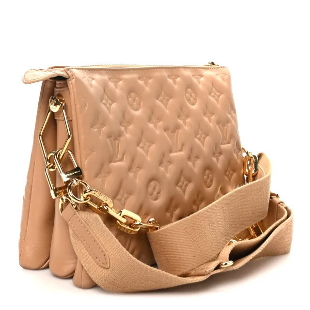 Louis Vuitton Embossed Monogram Coussin PM Camel in Brown Lambskin from FASHIONPHILE, photo 3 of 9