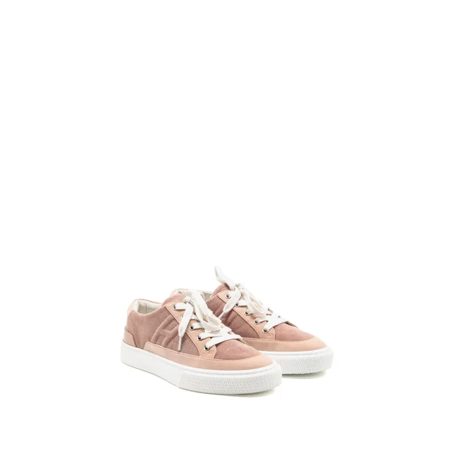 Hermès Size 36 Deep sneaker ribbed suede fabric/suede goatskin Rose Opaline SHW in Pink Goatskin from EMIER