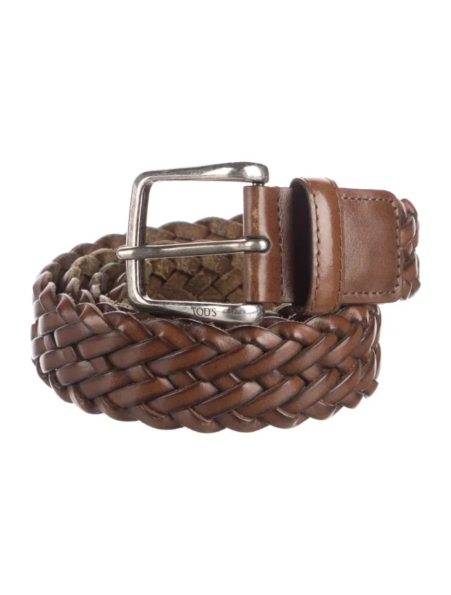 Tod's Leather Braided Accents Belt in brown|red Leather from The RealReal