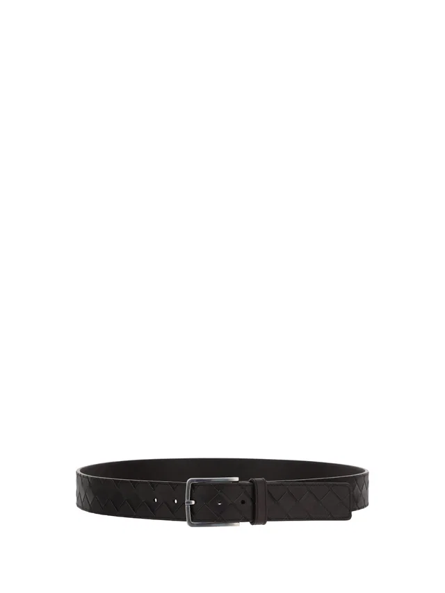 Bottega Veneta Intrecciato Leather Belt — Silver Calf in Silver Woven leather from HEWI