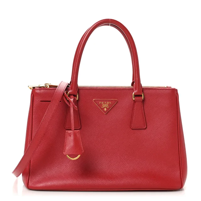 Prada Galleria Double Zip Tote Saffiano Leather Bag - Fuoco in Saffiano leather from H&T
