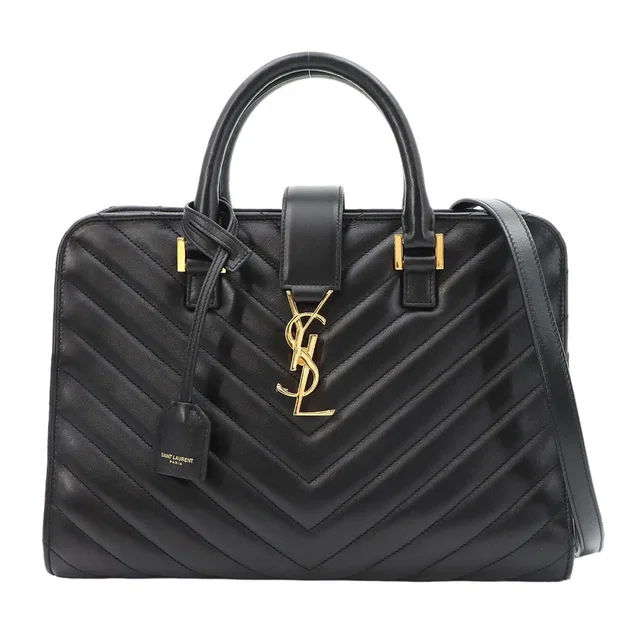Saint Laurent Cabas 2-Way Bag Leather Black in Black Leather from The Reluxe