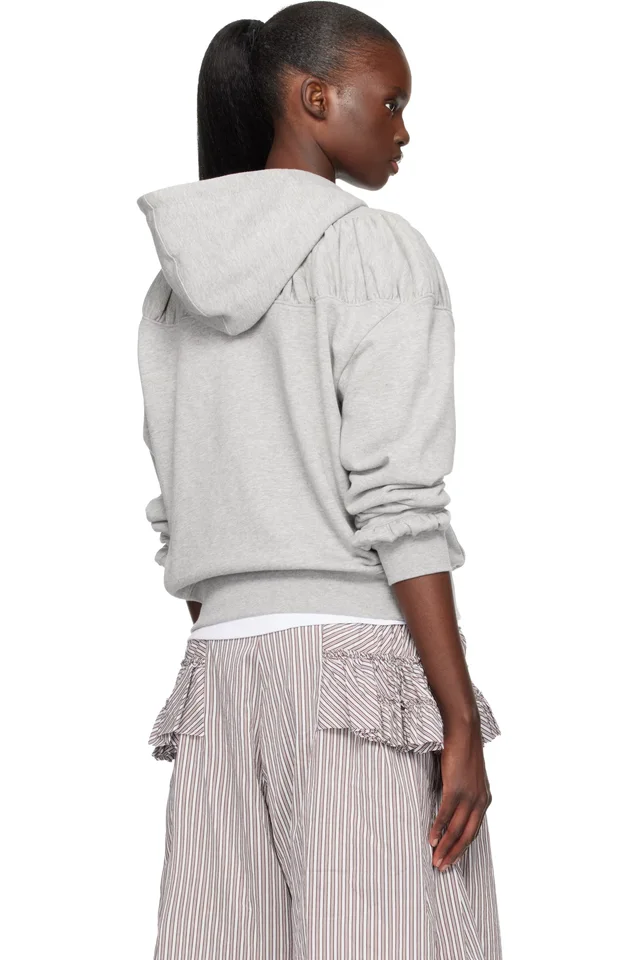 Dries Van Noten Gray Cropped Loose Zipped Hoodie, photo 3 of 5 from SSENSE
