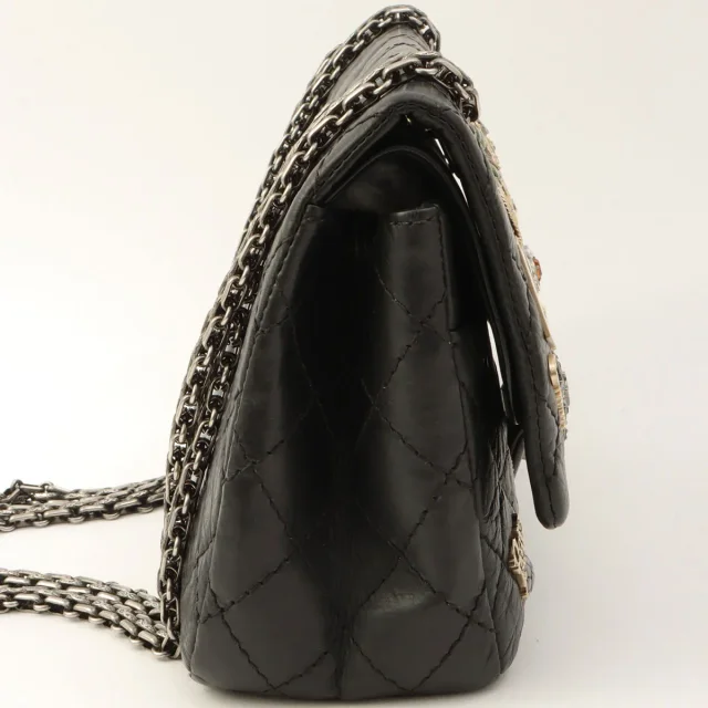 Chanel Around 2012 Made Icon 2.55 Chain Shoulder Bag Black in Black Calfskin from VINTAGE QOO TOKYO, photo 3 of 15