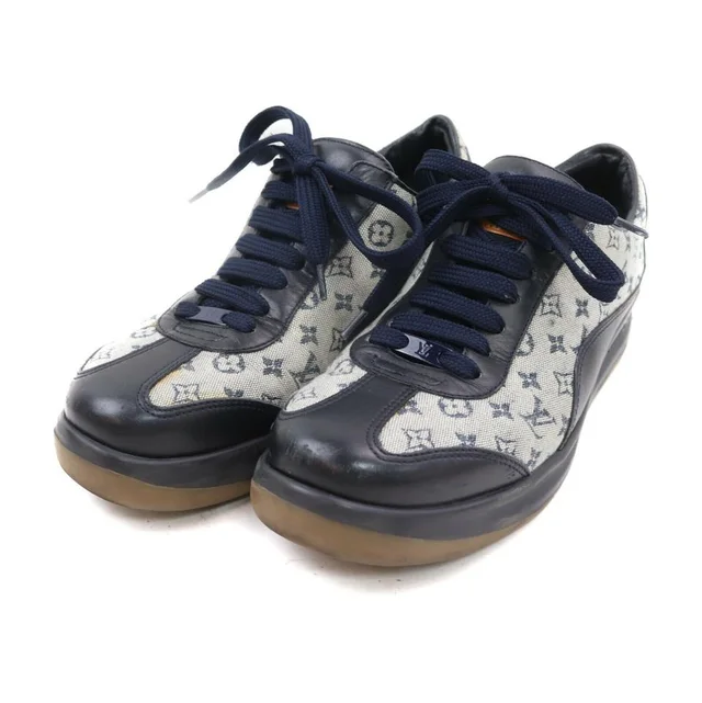 Louis Vuitton Women's 36 Navy Monogram Mini Lin Sneaker in Navy Leather from Bagriculture