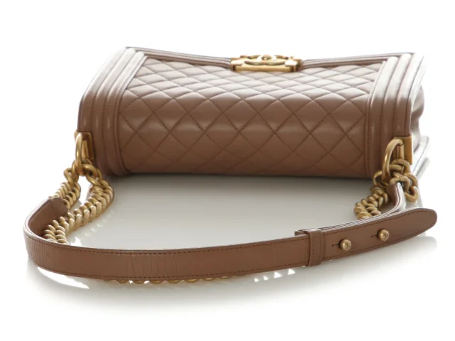 Chanel Old Medium Brown Quilted Lambskin Boy Bag in Brown Lambskin from Ann's Fabulous Finds, photo 7 of 9