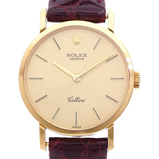 Rolex Cellini 18K Yellow Gold Manual Wind Watch in Yellow Crocodile from The Reluxe