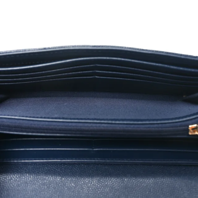 Chanel Caviar Quilted Large Gusset Flap Wallet Navy in Navy Caviar leather from FASHIONPHILE, photo 5 of 8