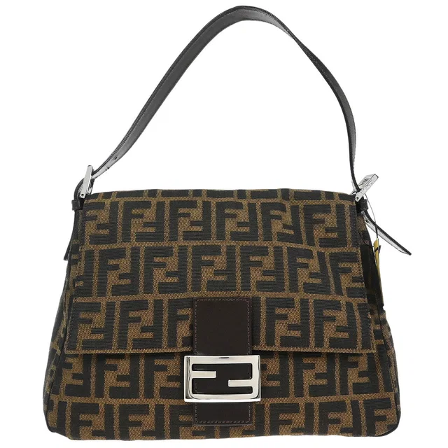 Fendi Brown Canvas Zucca Mamma Baguette Handbag in Brown Canvas from AMORE Vintage Tokyo