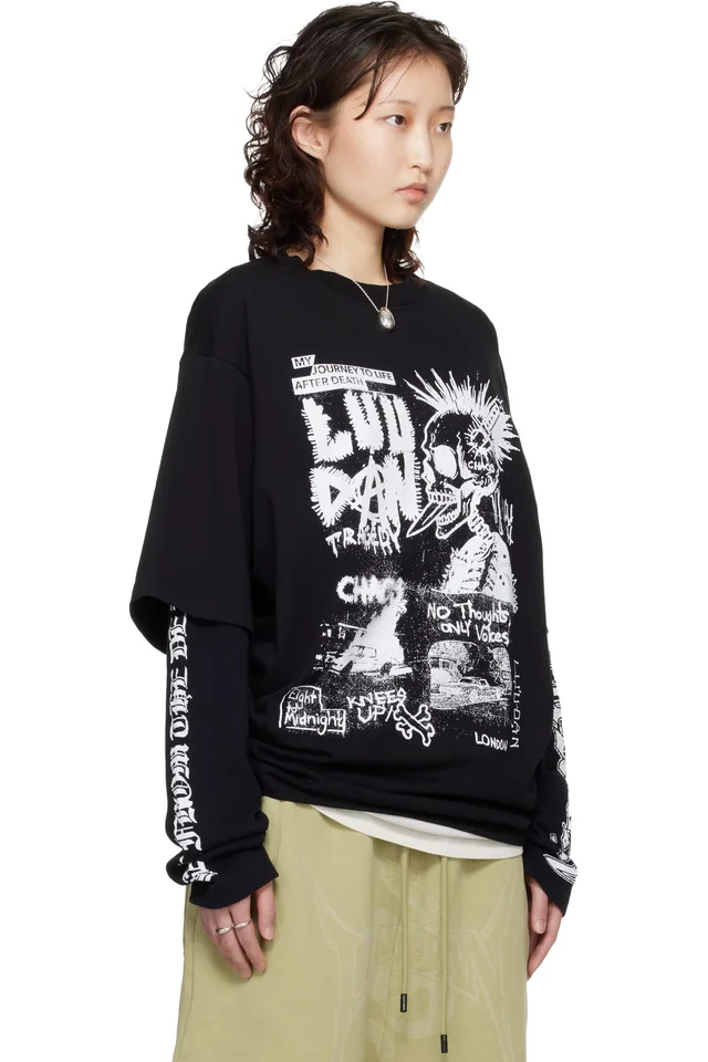LU'U DAN Black Double Deck T-shirt, photo 2 of 4 from SSENSE