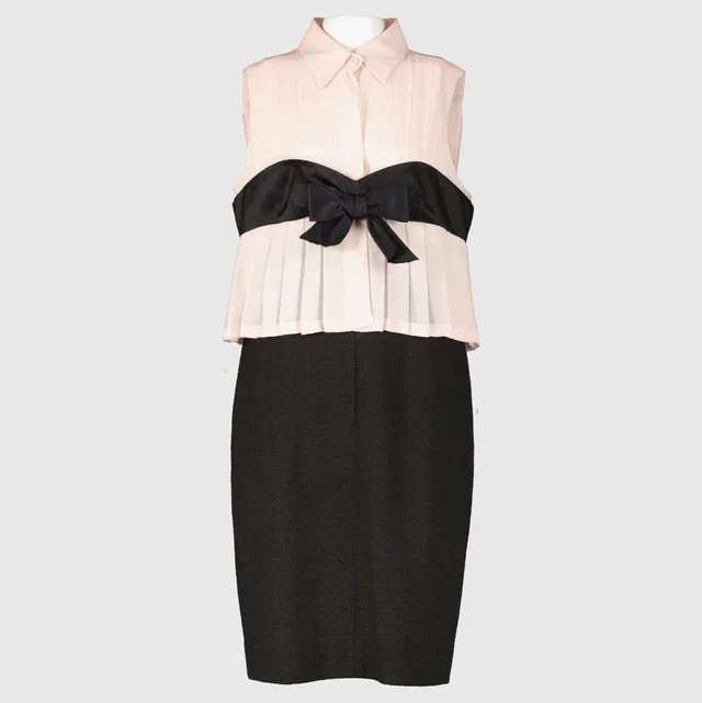 Chanel 09P Pink Silk Bow Tweed Dress - Size 42 in Pink Tweed from Labellov