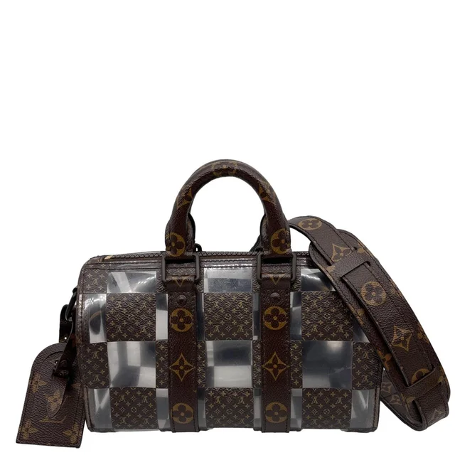 Louis Vuitton Keepall 25 Bandouliere Chess PVC Monogram Canvas Travel Bag Brown in Brown Coated canvas from Dallas Designer Handbags