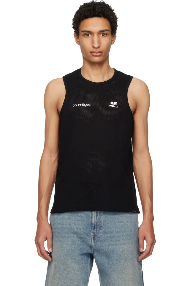 Courrèges Black Printed Mesh Tank Top from SSENSE, photo 1 of 1