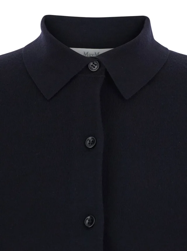 Max mara 'Medeola' Blue Sweater with Polo Collar and Button Closure in Wool Blend Woman in Blue 78% Wool 18% Polyamide 4% Elastane, photo 5 of 6 from Gaudenzi Boutique