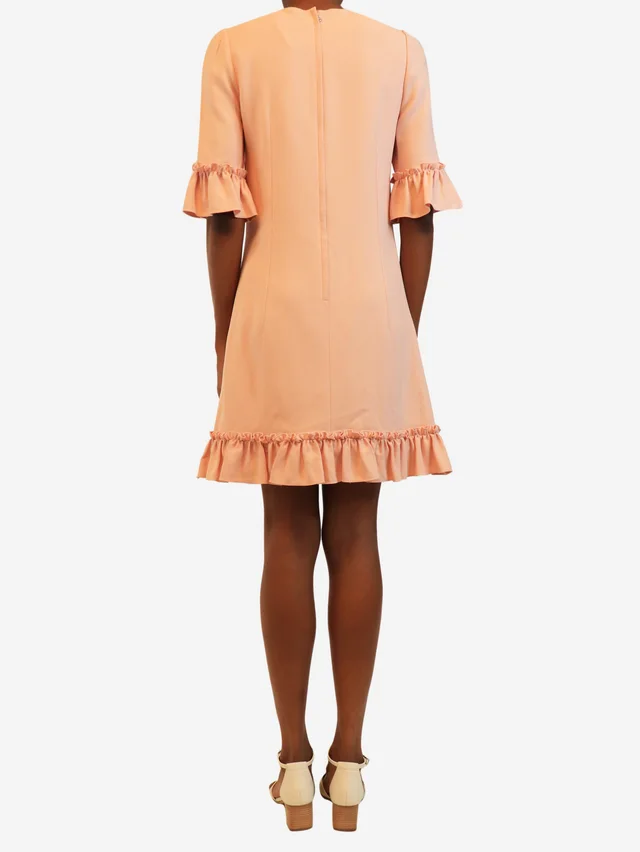 Dolce & Gabbana Pink short-sleeved ruffle-trim mini dress - size UK 6 in Pink from Sign of the Times, photo 2 of 2