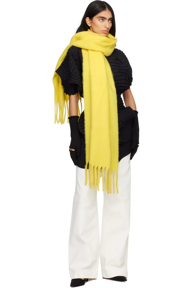 ISSEY MIYAKE Yellow Baby Alpaca Stole Scarf, photo 2 of 2 from SSENSE