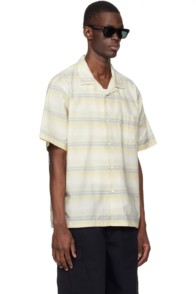 nanamica Yellow Open Collar Pique S/S Shirt, photo 2 of 4 from SSENSE